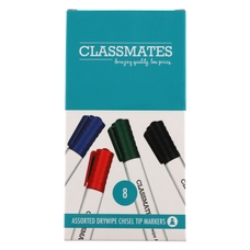 Classmates Whiteboard Marker - Assorted - Chisel Tip - Pack of 8